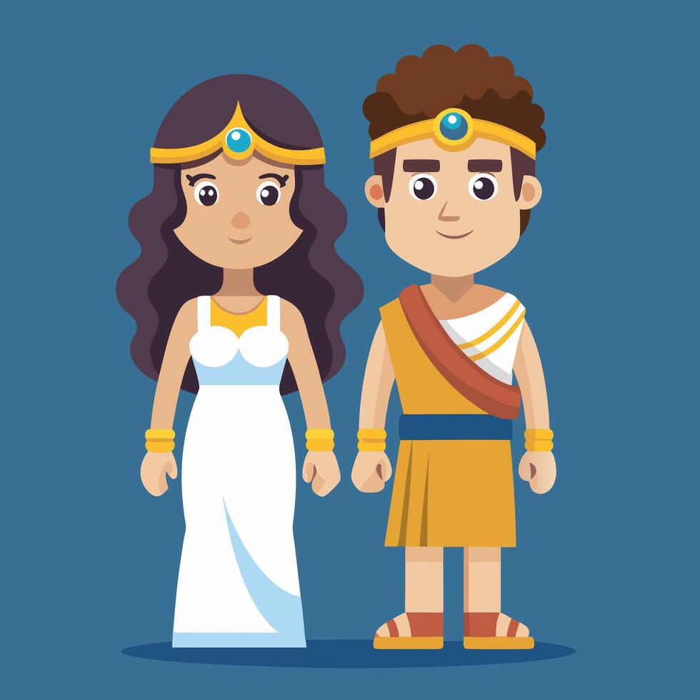 Greek Gods. A Mythological Couple in Ancient Greece vector