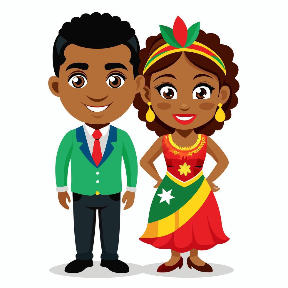 Comorian Couple in Traditional Clothing. A Celebration of Culture and Pride vector
