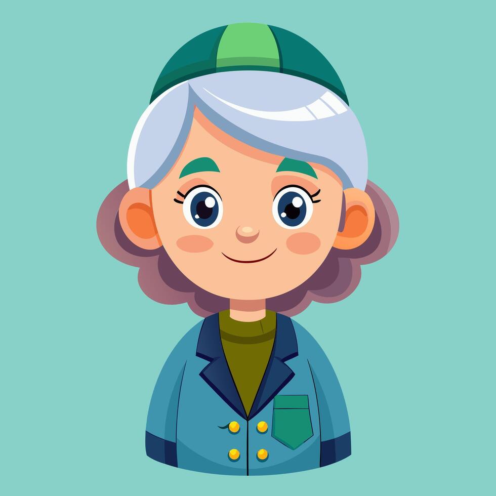 Smiling Elderly Woman Cartoon Character Avatar vector