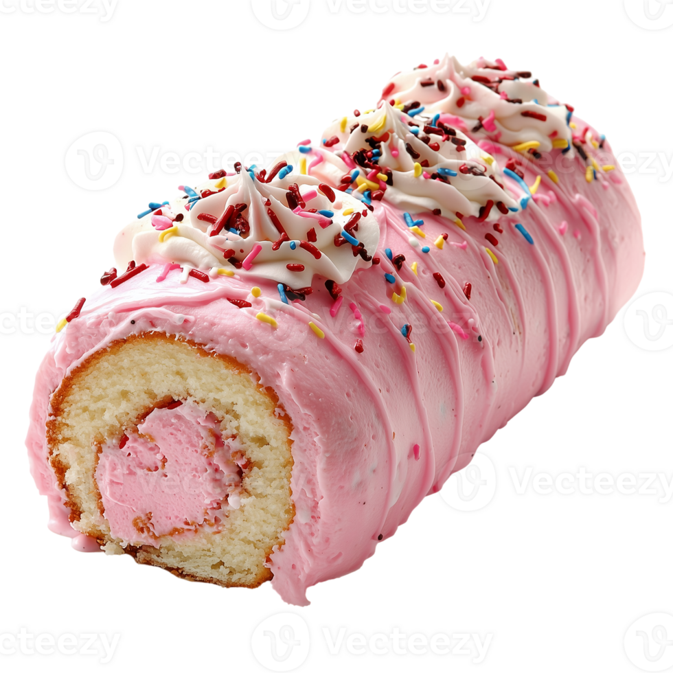 Pink Sprinkle Cake Roll Recipe on transparent background png