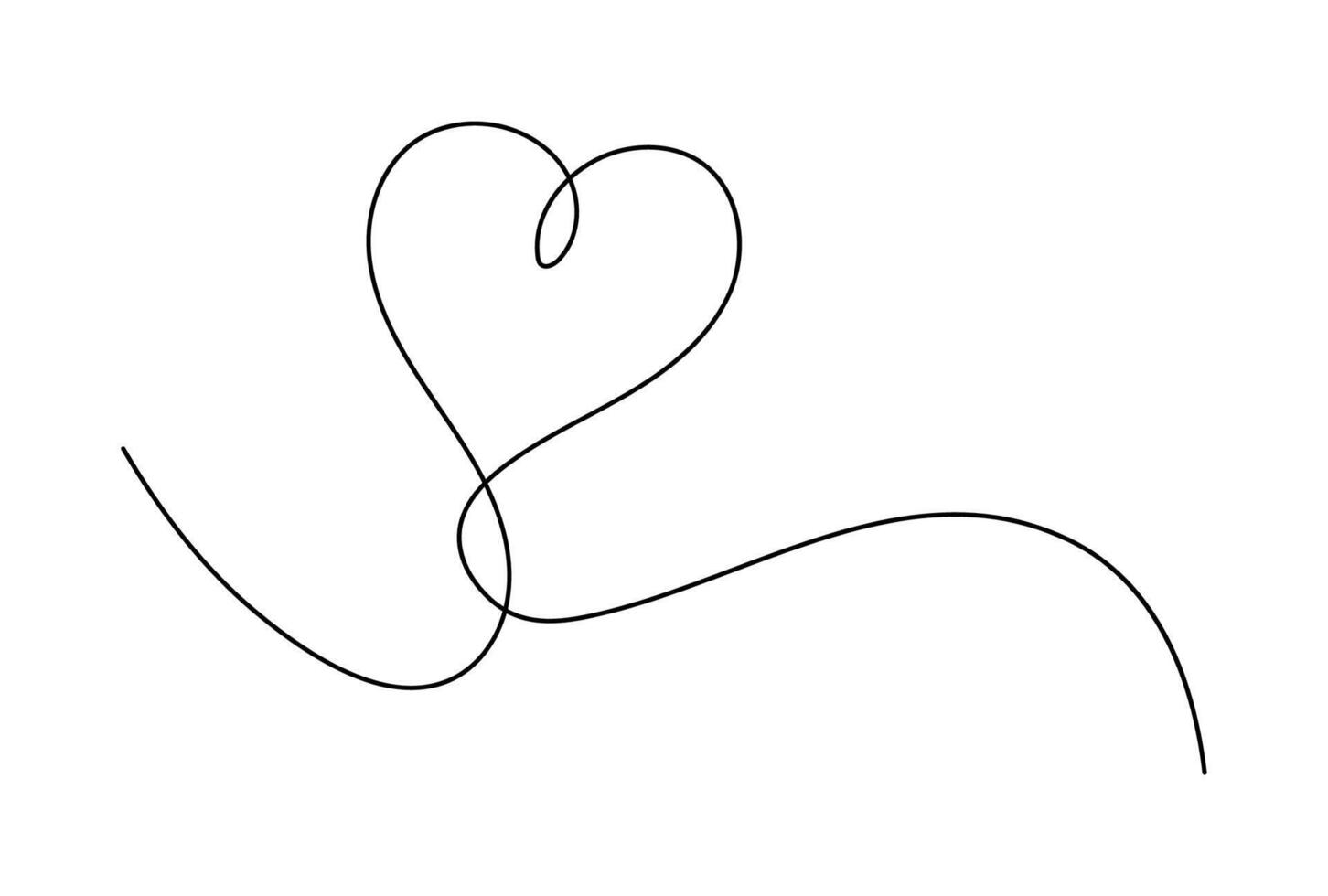 eart symbol, symbol of love in one continuous line drawing. vector