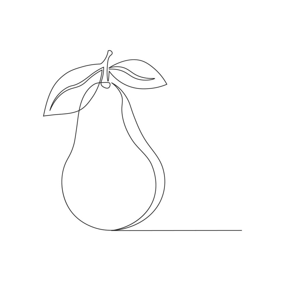 Pear in continuous line art drawing style. vector