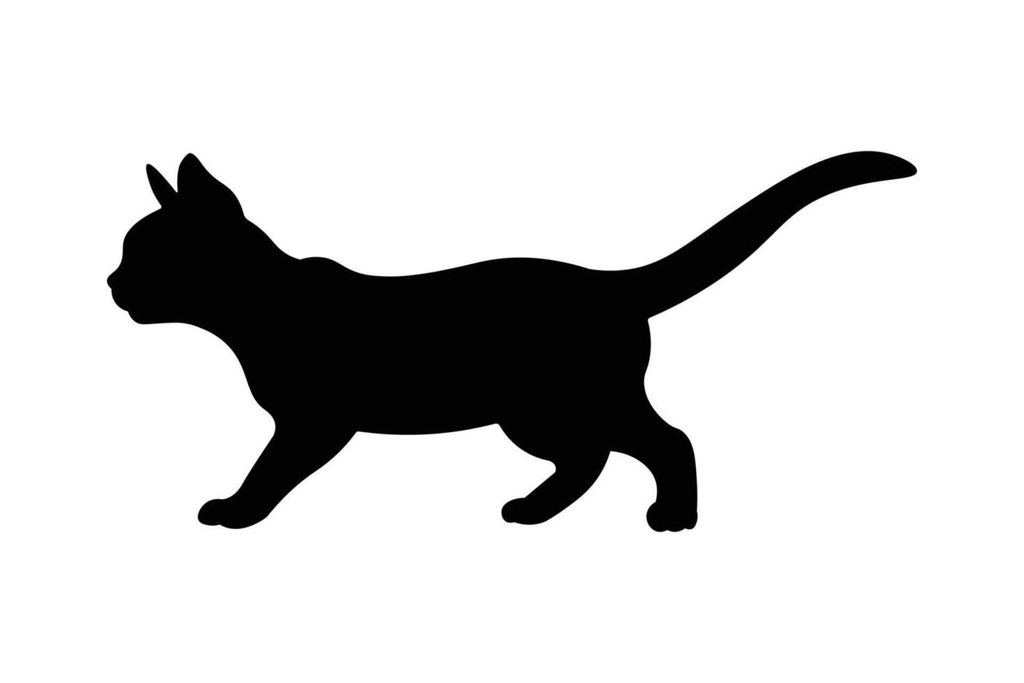 Adorable cat silhouette isolated on white background. vector