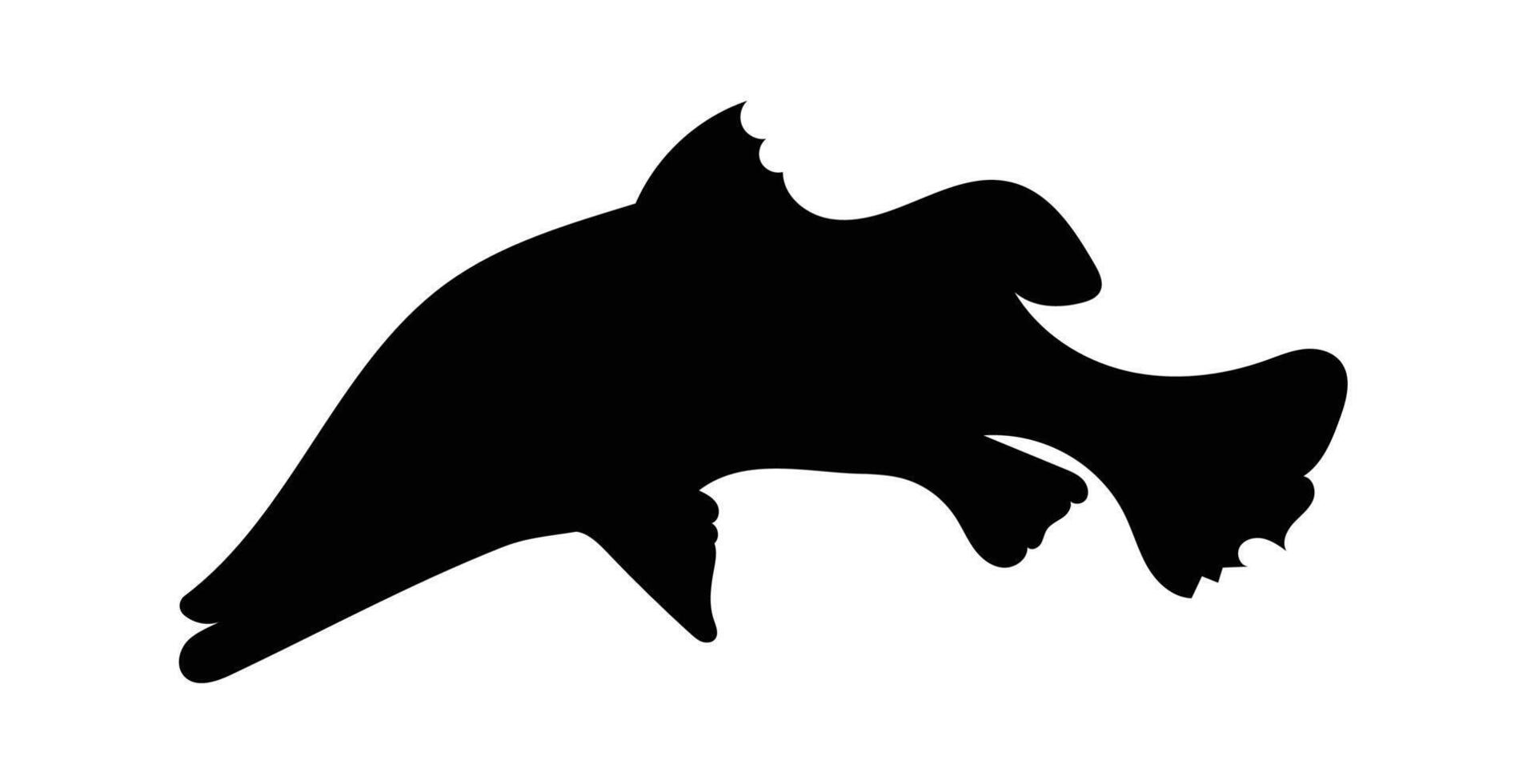 Silhouette seabass, barramundi fish isolated on white background vector