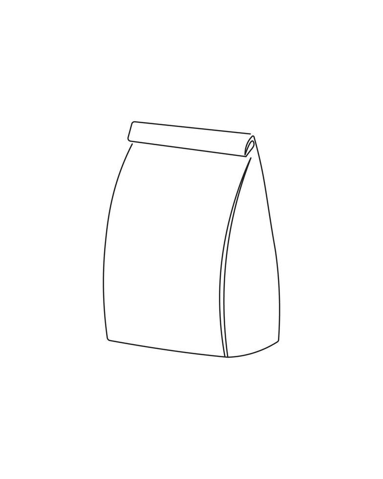 Handless carrier bag in continuous line art drawing style. Shopping bag minimalist black linear sketch vector