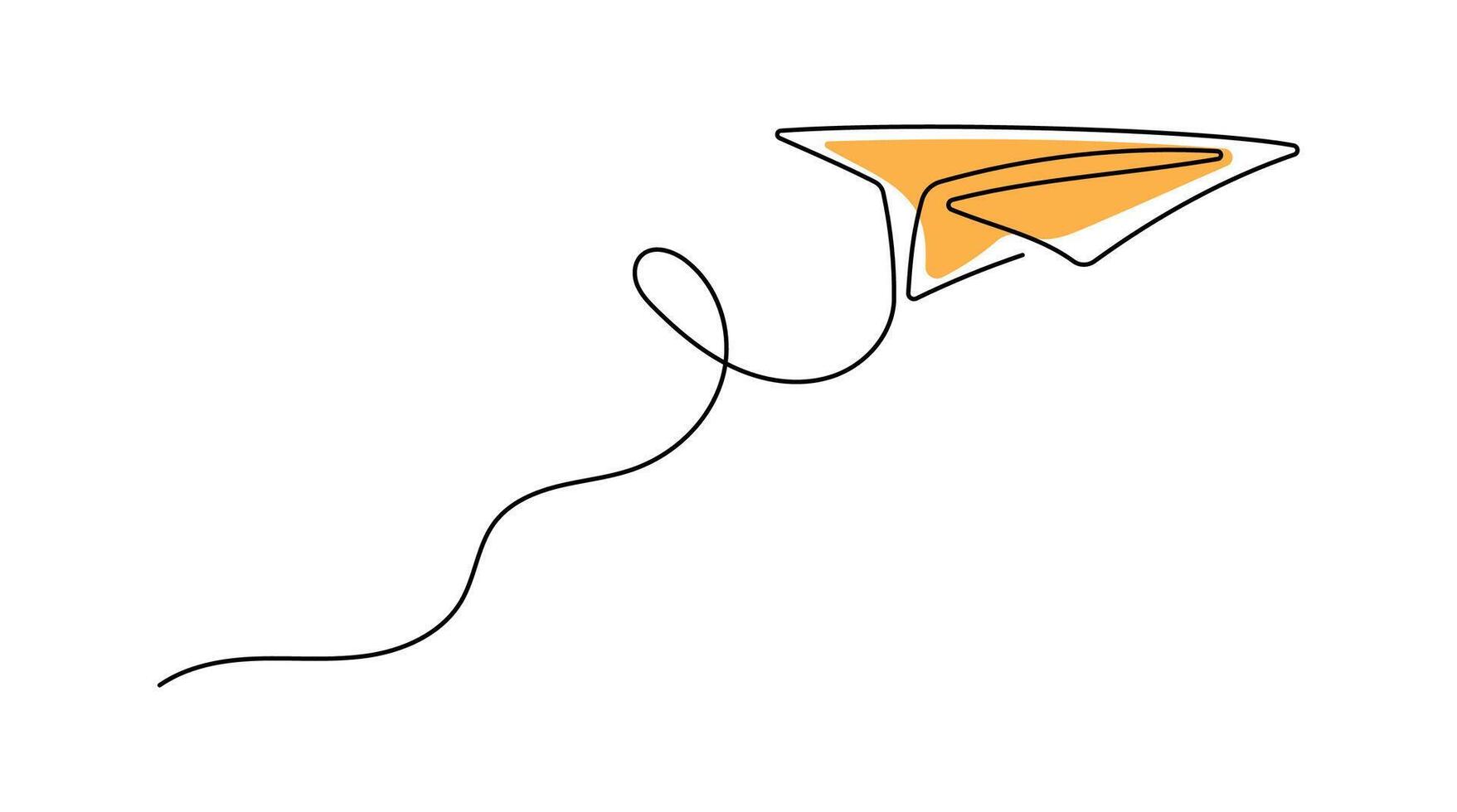 Continuous Single Line. Drawing Paper Plane sketch on Isolated White Background. vector