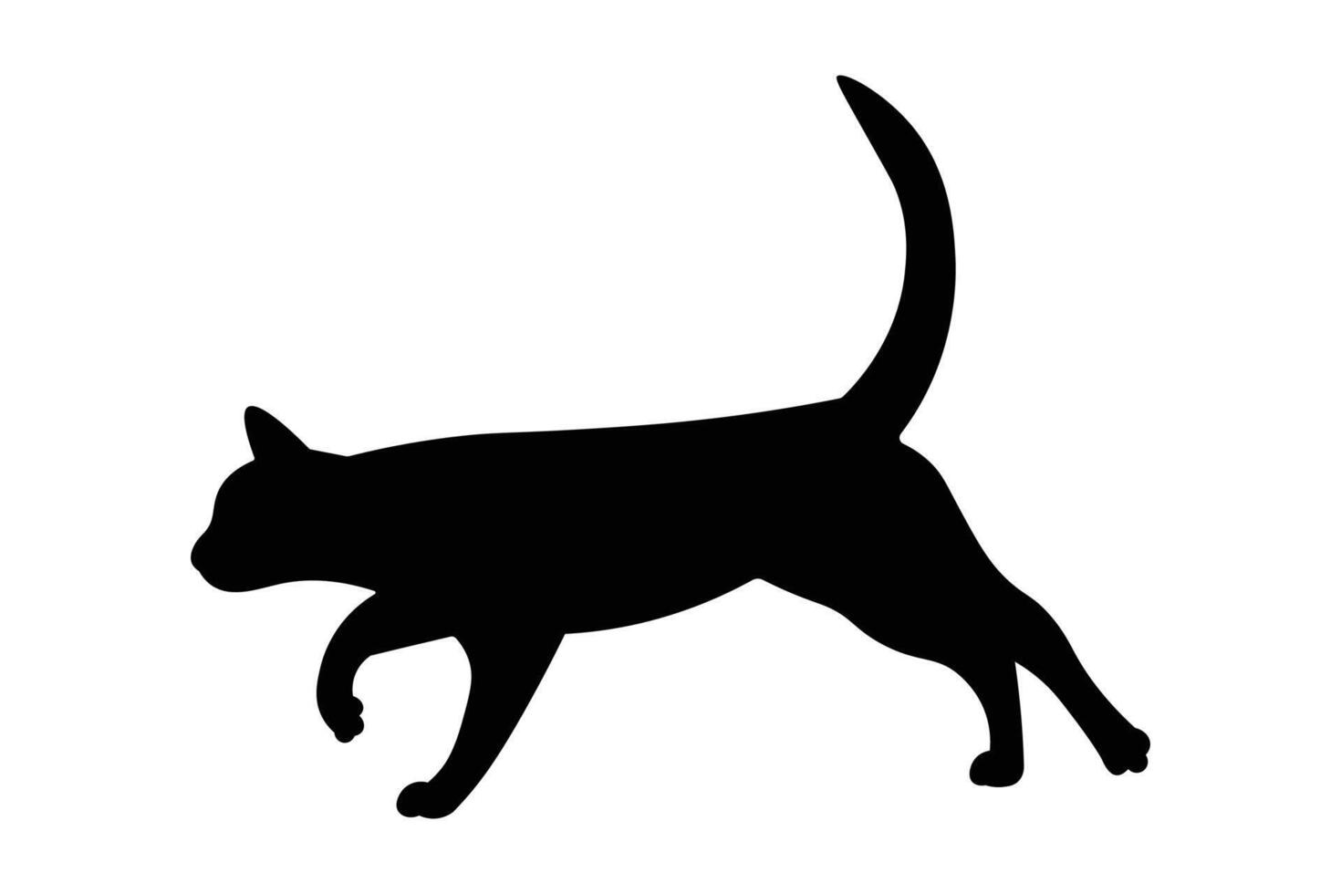 Cat walking silhouette isolated on white background vector