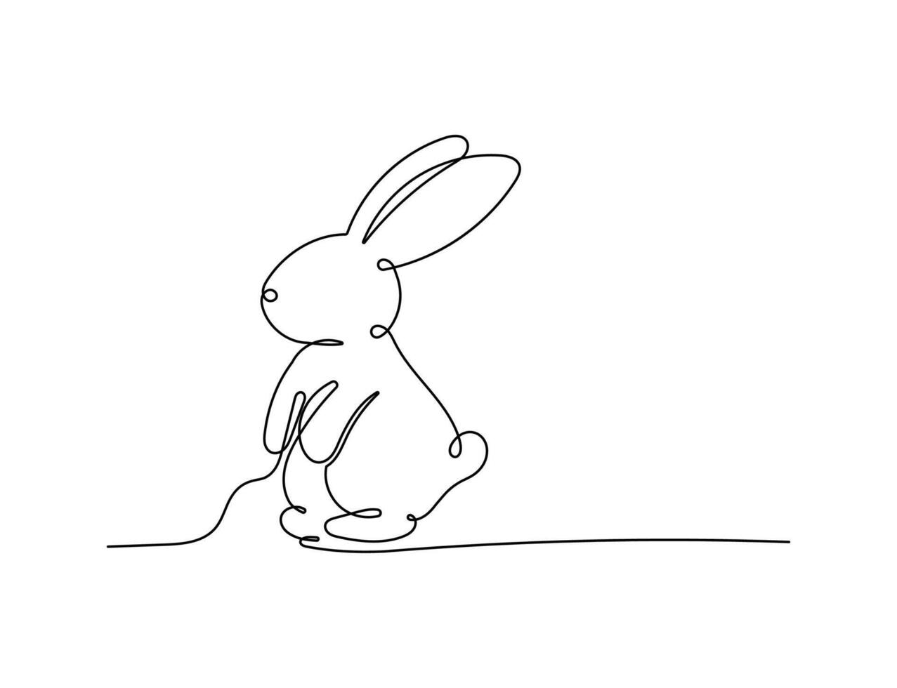 Rabbit continuous one line drawing. vector