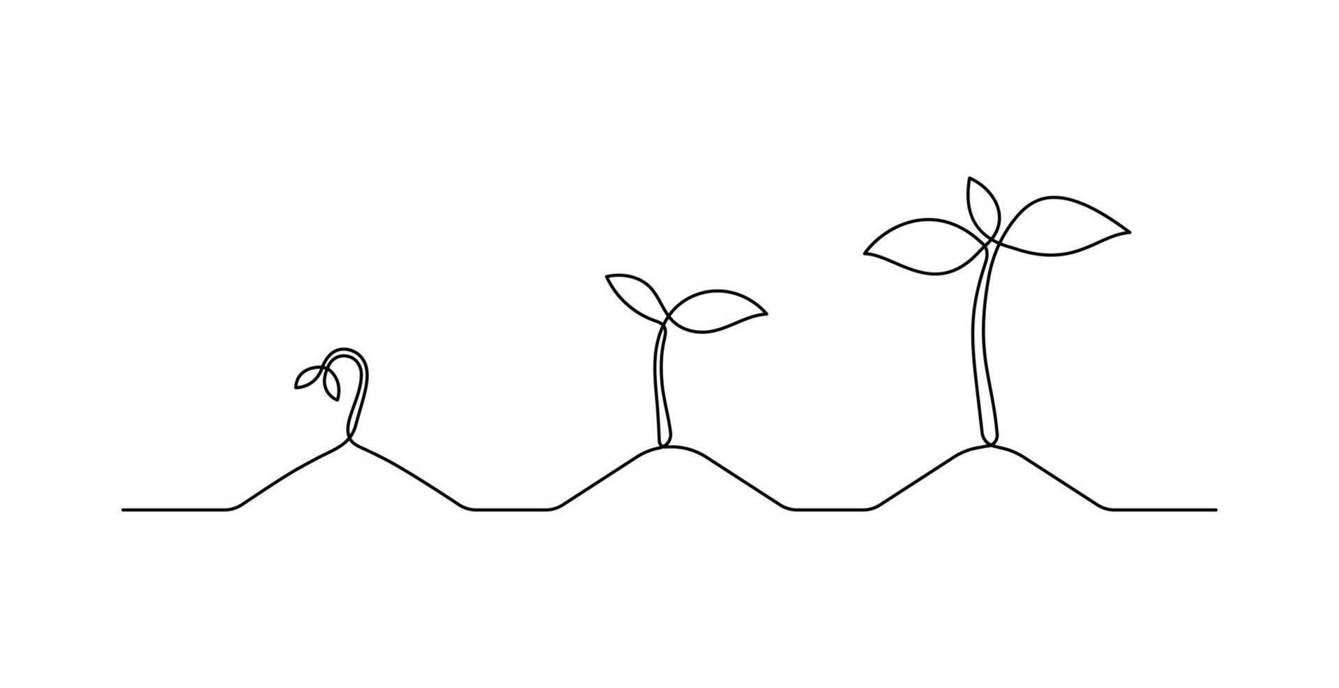 Sprouts Set. Continuous Line Drawing Style. Minimalist Linear Design Isolated on White Background. vector