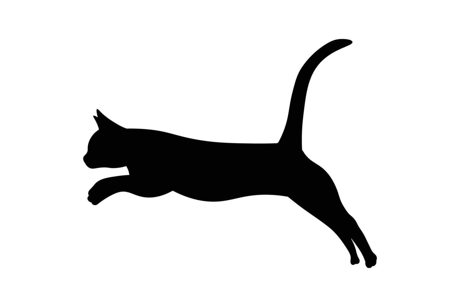 Cat jumping silhouette of animal isolated on white background vector