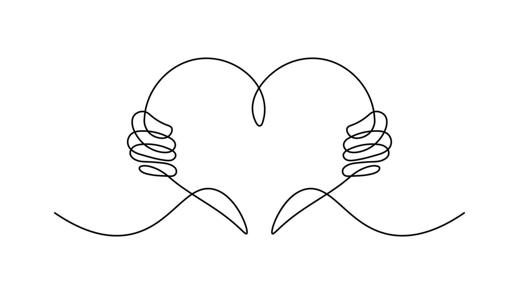 Holding Heart Continuous line art drawing on isolated white background vector