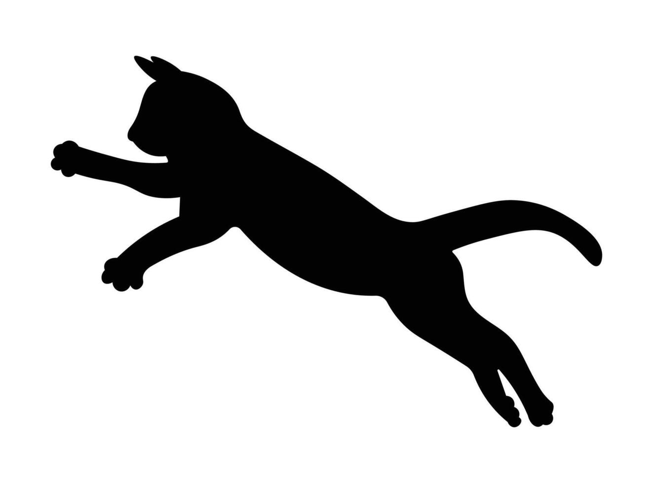 Adorable jumping cat silhouette isolated on white background vector