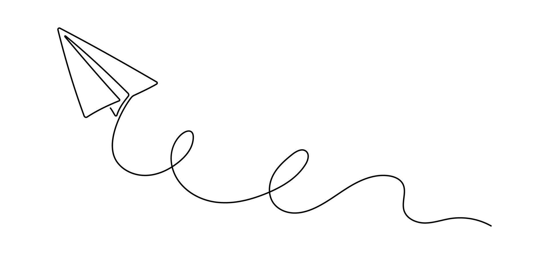 Line Paper Plane sketch in one continuous line vector