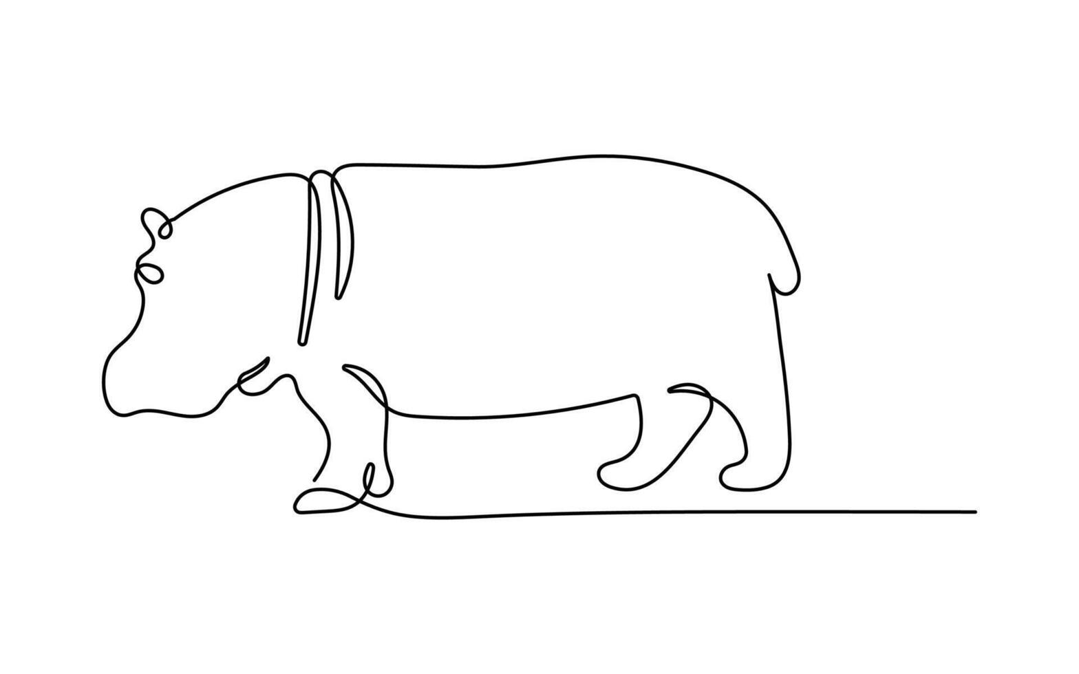 Hippopotamus one continuous line drawing vector