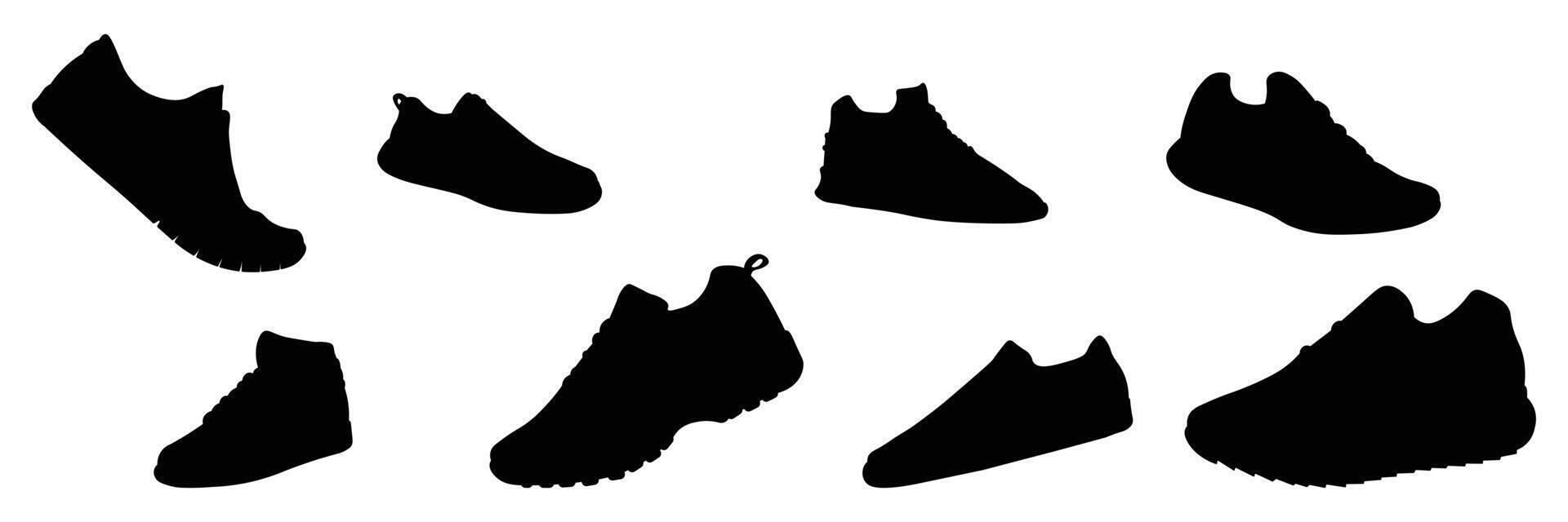 Set sneakers silhouettes for man and woman vector