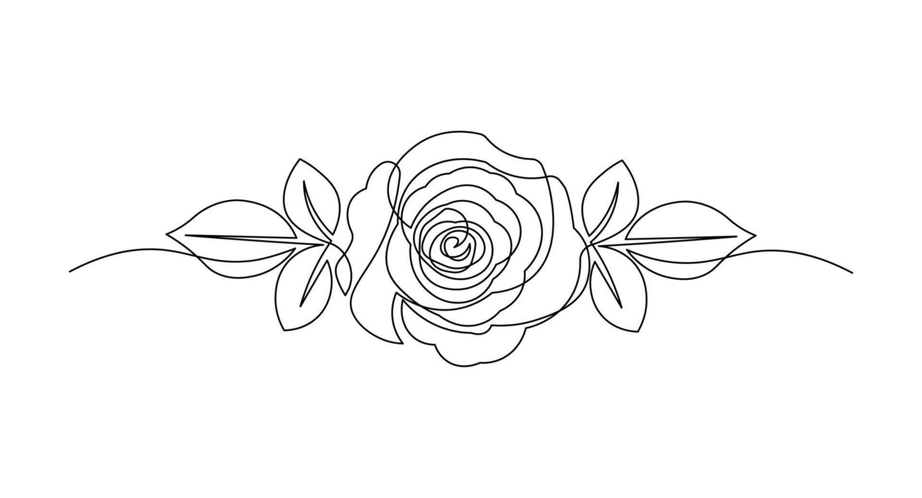 Continuous line art illustration of a rose flower. A minimalist and elegant black linear design, gracefully drawn in one unbroken line. Isolated on a clean white background. vector