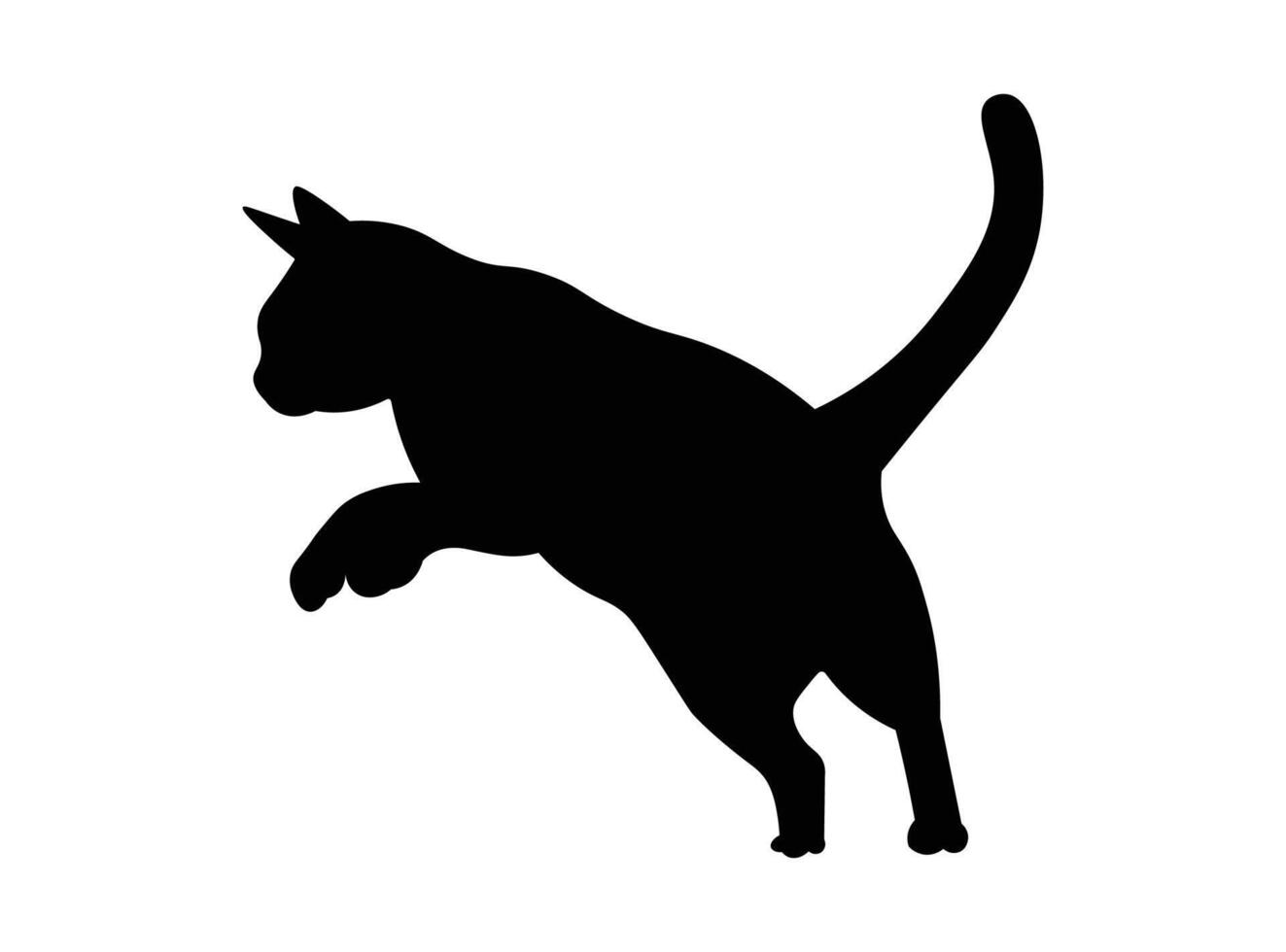 Cat jumping silhouette isolated on white background vector