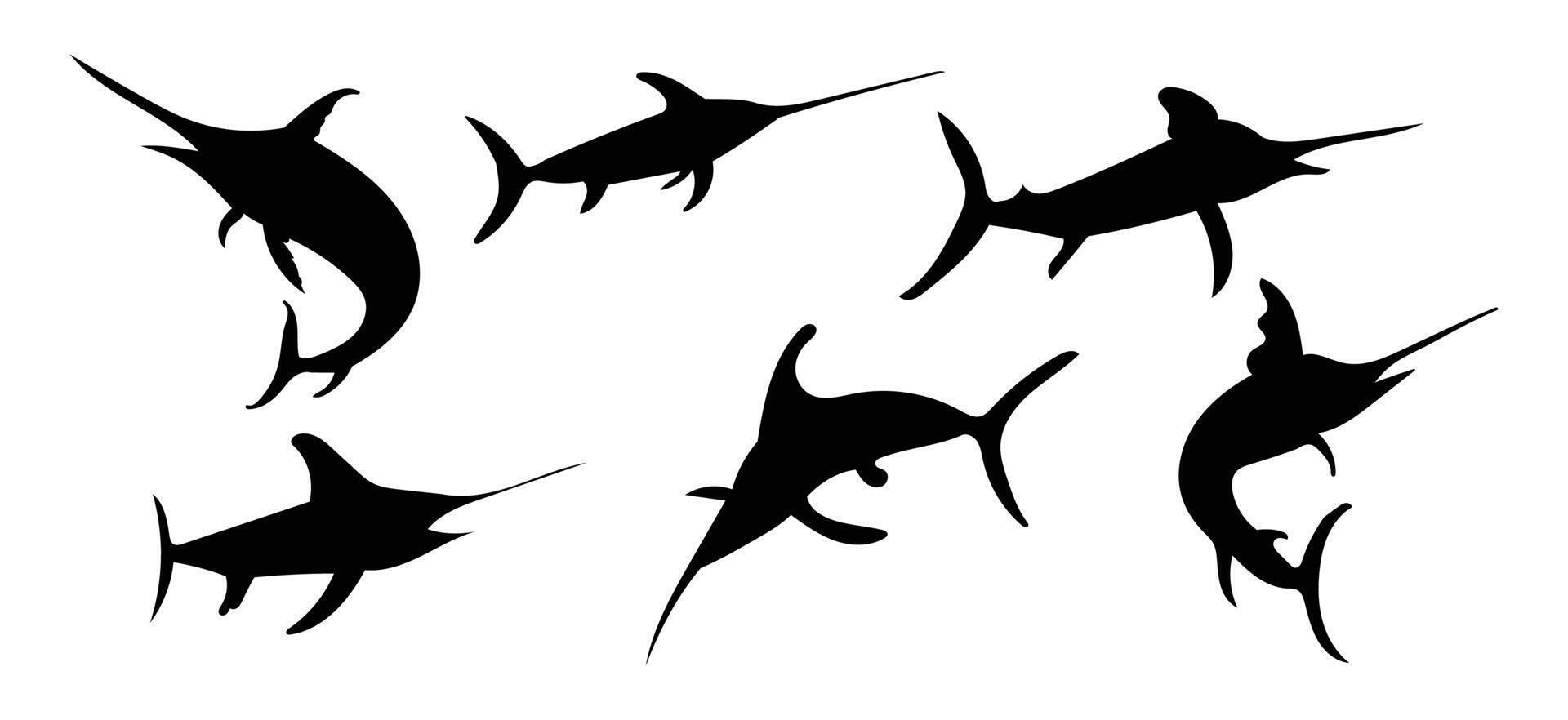 Silhouette swordfish isolated on white background, illustration vector