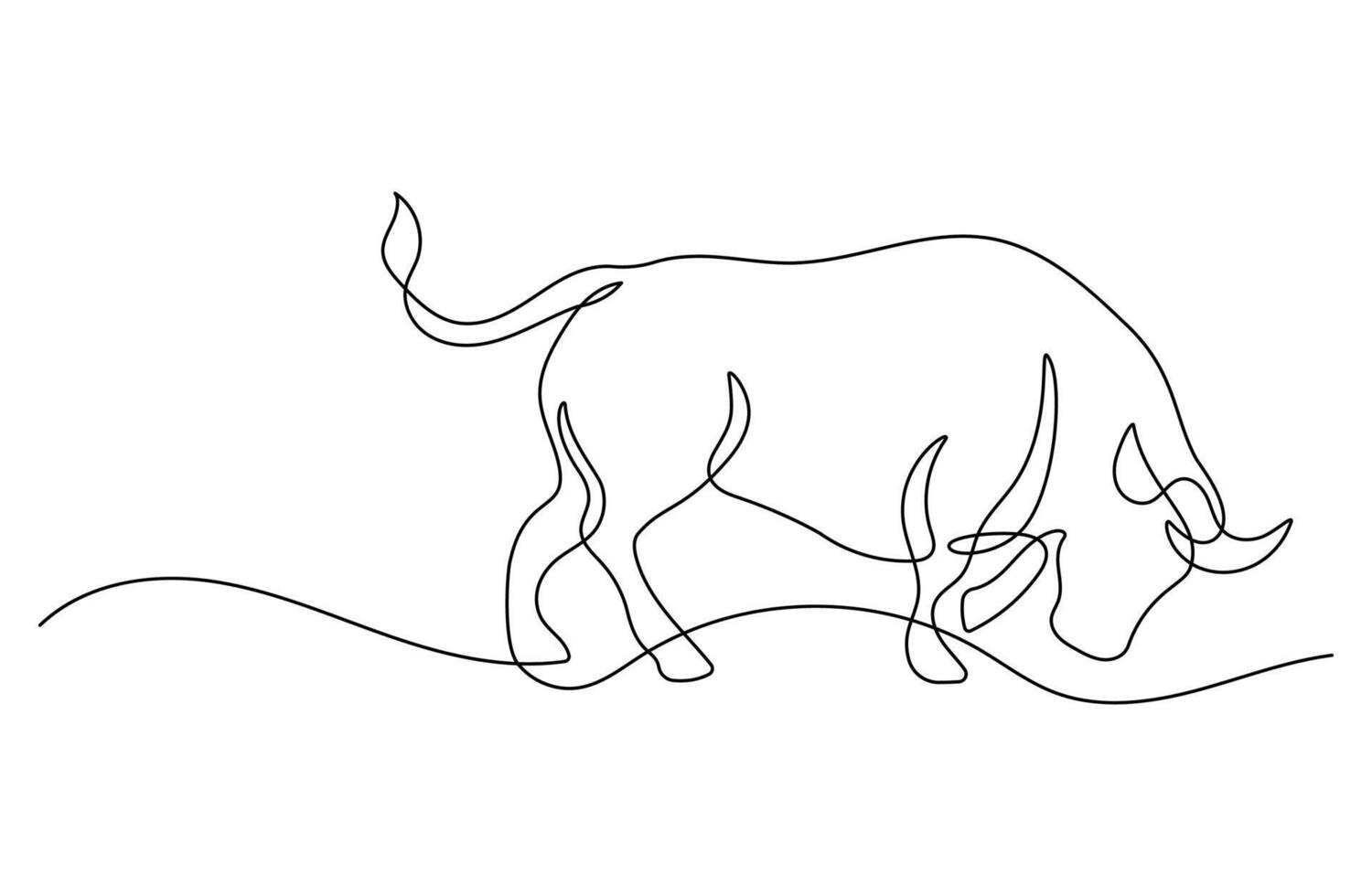 Bull animal continuous one line drawing. vector