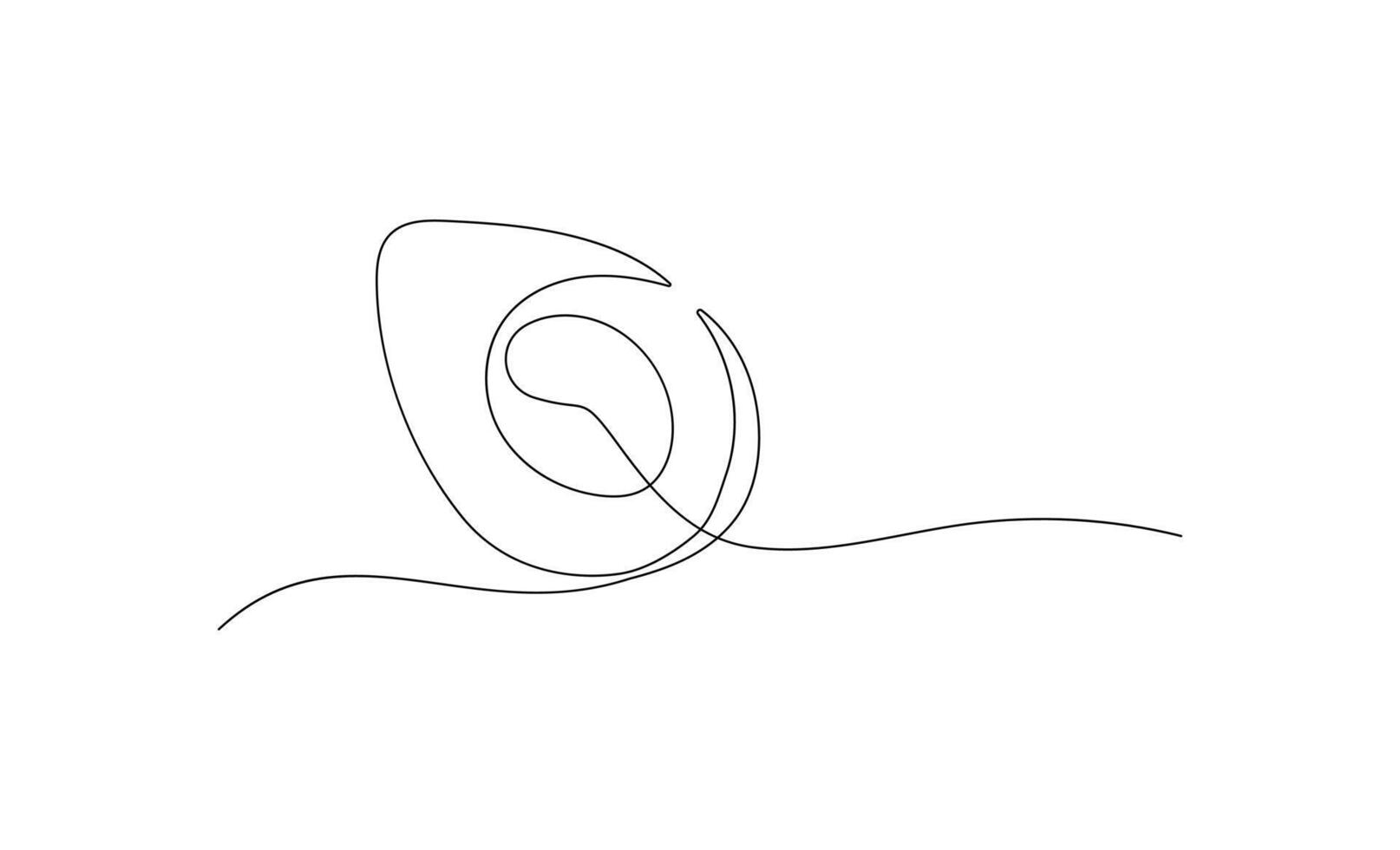 Avocado in continuous line art drawing style. Minimalist black linear sketch isolated on white background... vector