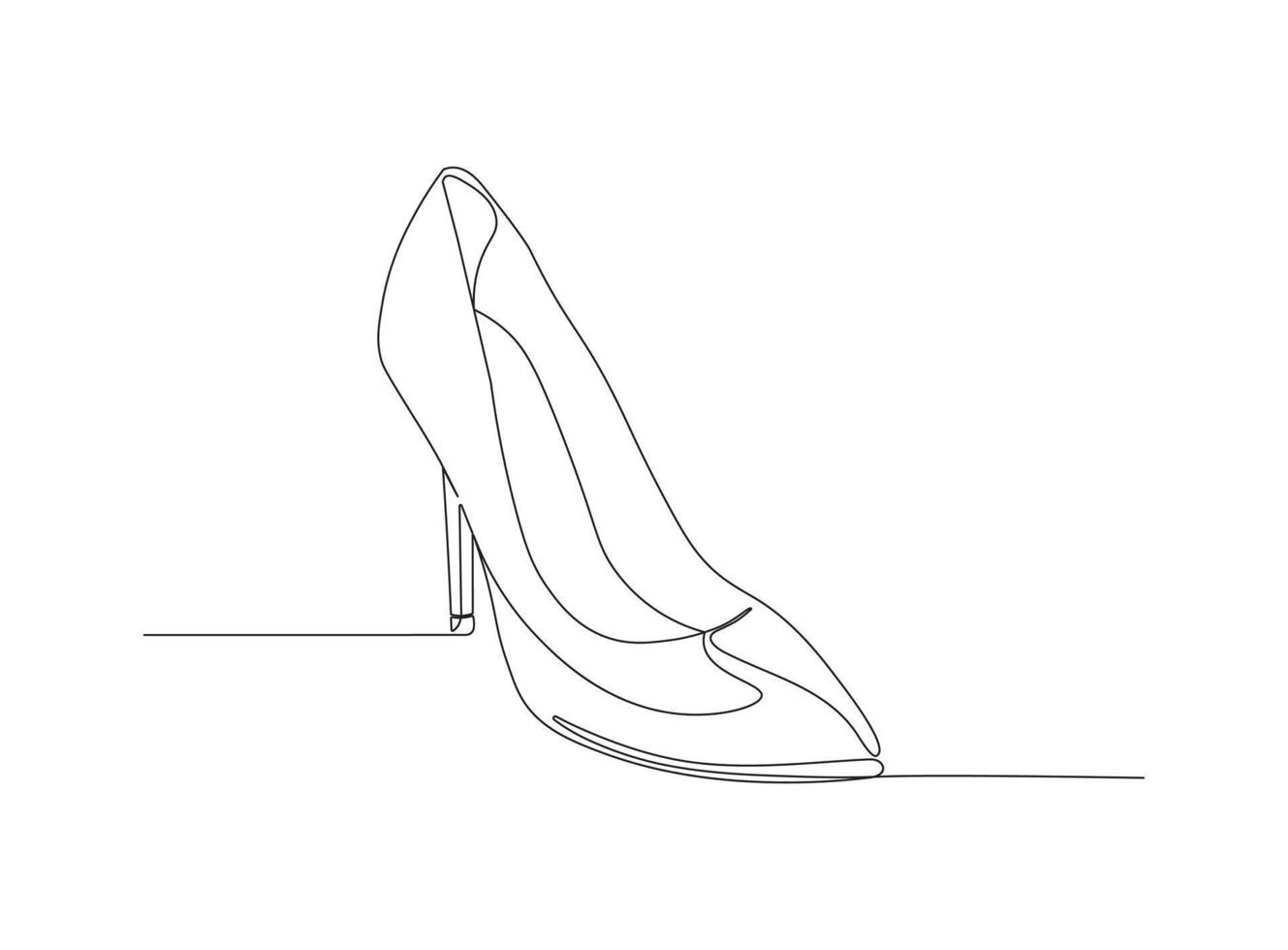 Elegant High-heeled shoe in continuous line art drawing style. Women stiletto heels with platform sole minimalist black linear sketch isolated on white background.. vector