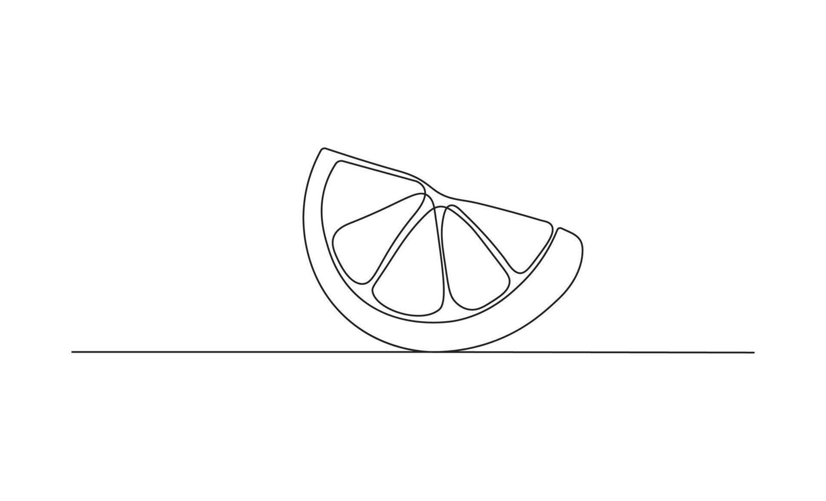 Orange slice in continuous line art drawing style. Fruit minimalist black linear sketch isolated on white background. vector