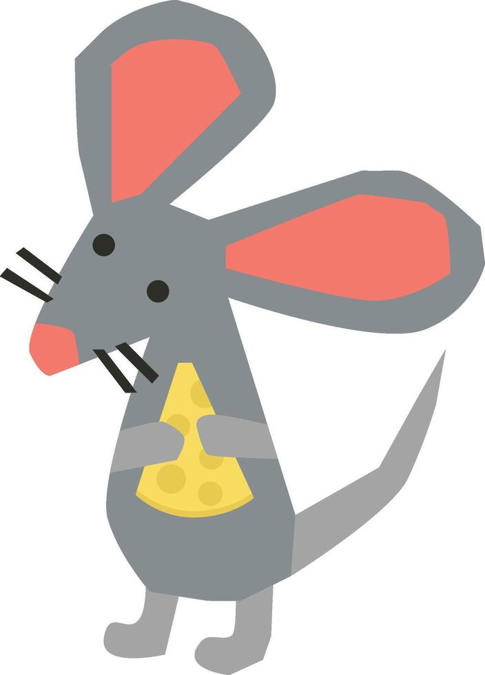 Cute Mouse with Cheese Paper Cut vector