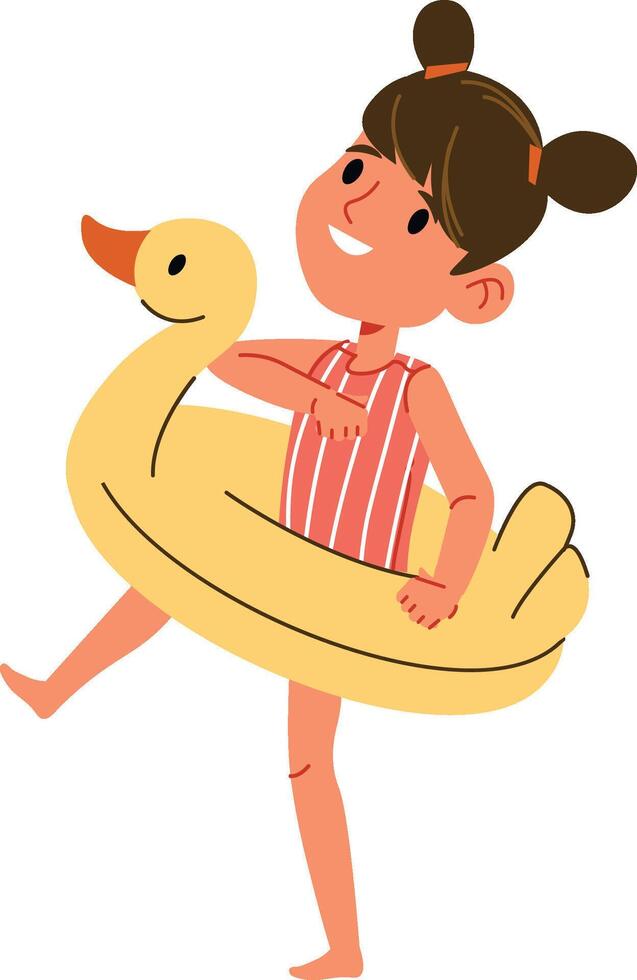 Girl with Duck Swim Ring vector