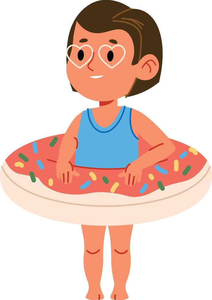 Girl with Swim Ring vector