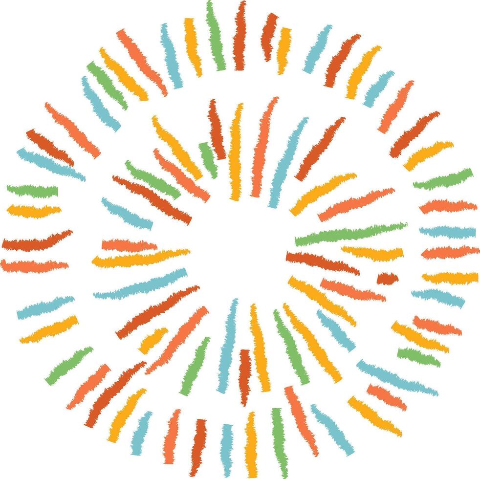 Crayon Circular Burst of Strokes vector