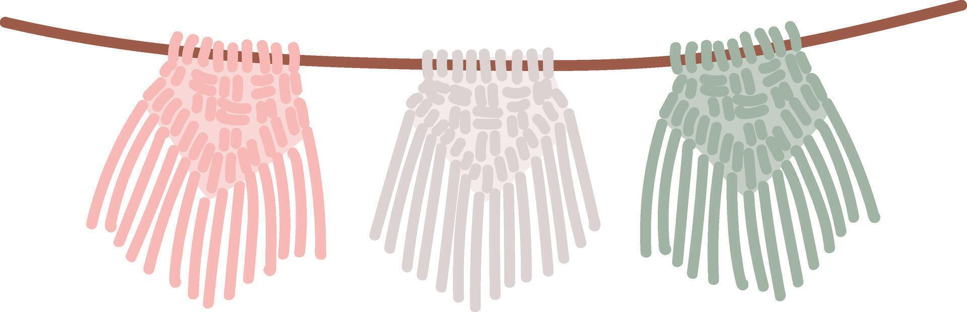 Macrame Yarn Tassels Hanging Garland vector