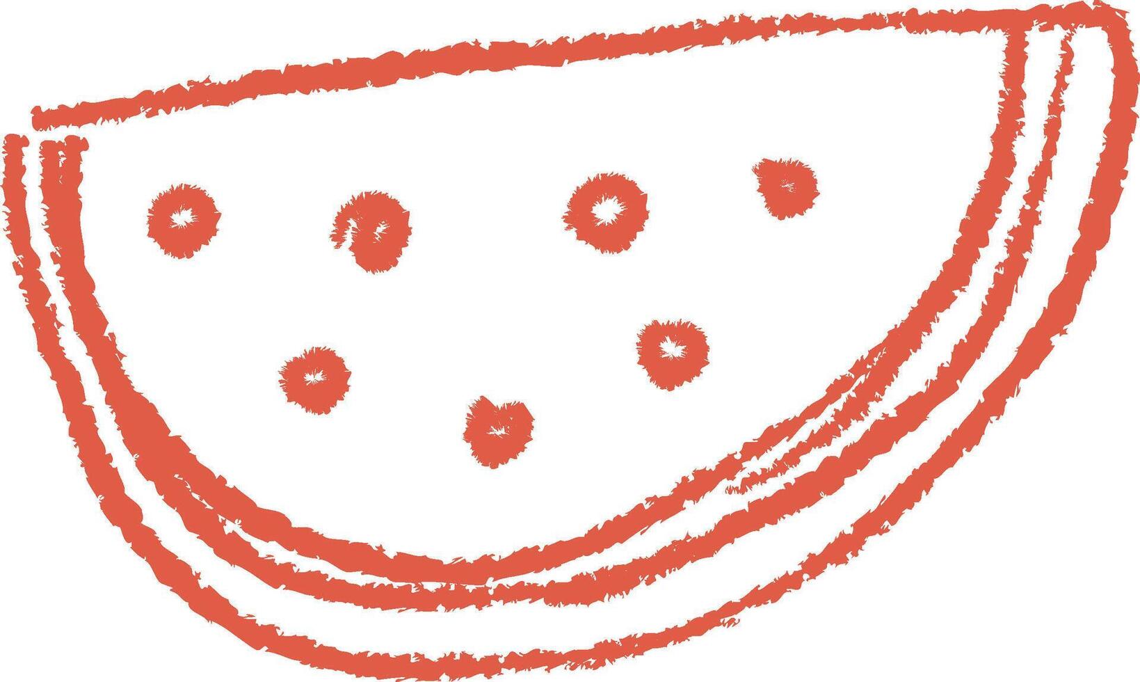 Crayon Style Watermelon Slice vector