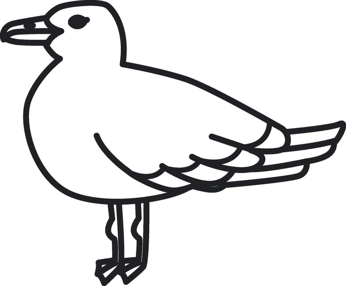 Minimalist Seagull Outline Drawing vector