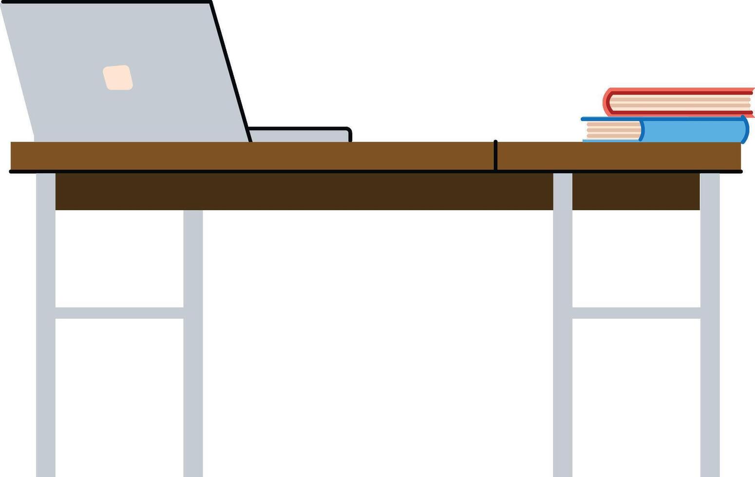 Laptop Table Study Books vector