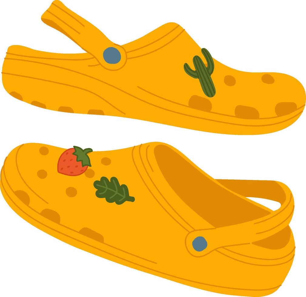 Foam Clog Shoes With Stickers Decorative vector