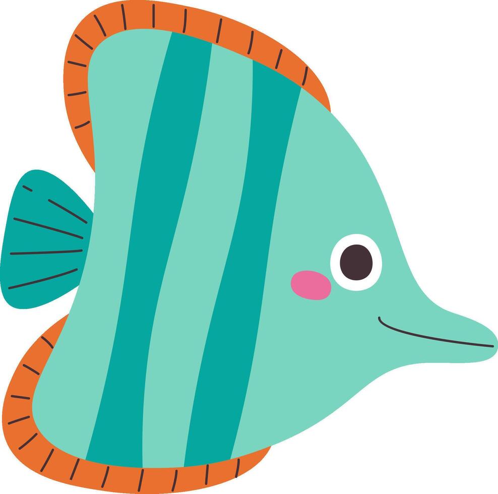 Cute Cartoon Fish with Stripes vector