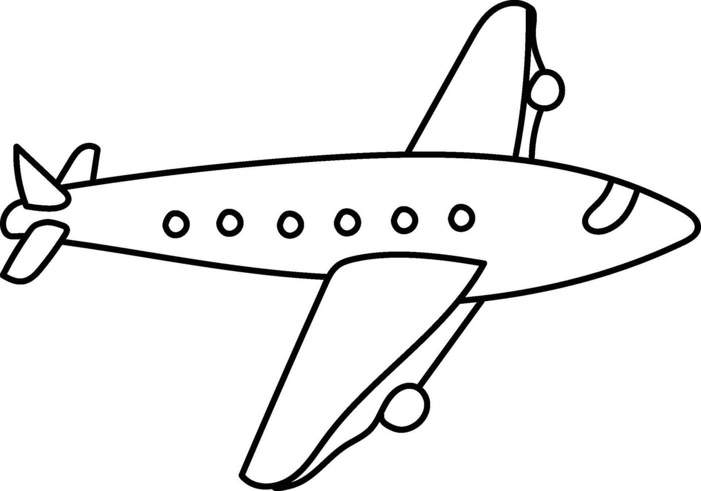 Outlined Airplane Childrens Drawing vector