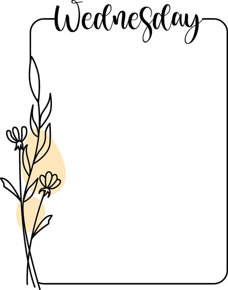 Wednesday Floral Frame Planner vector