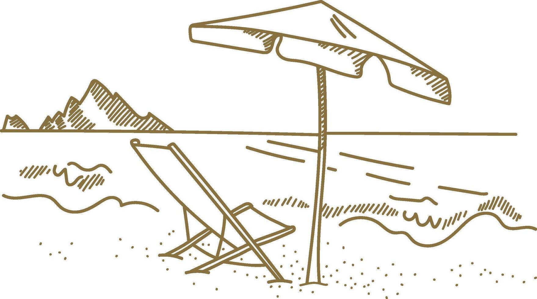 Beach Scene with Chair and Umbrella vector