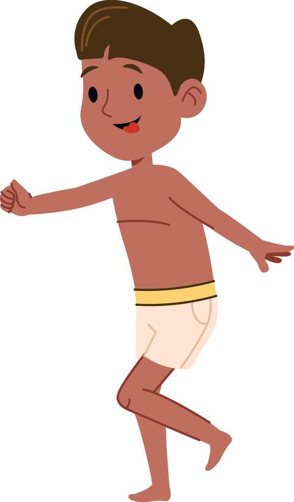 Running Happy Boy Cartoon Character vector