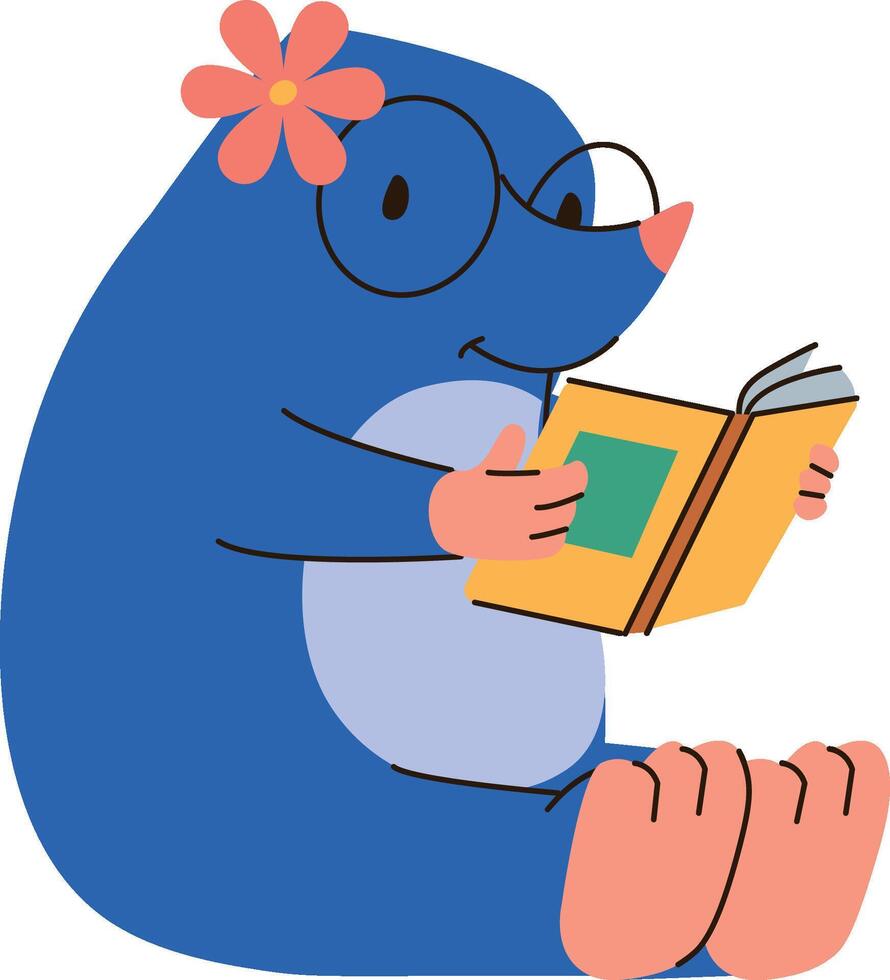 Mole Reading Book vector