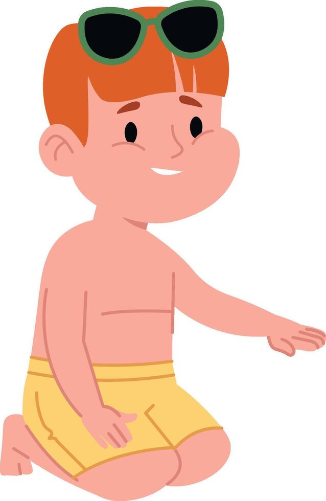 Child in Swimwear with Sunglasses vector