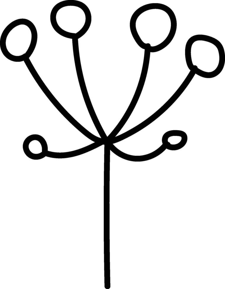Abstract Floral Stem Line Art vector