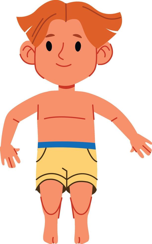 Smiling Boy in Swim Trunks vector