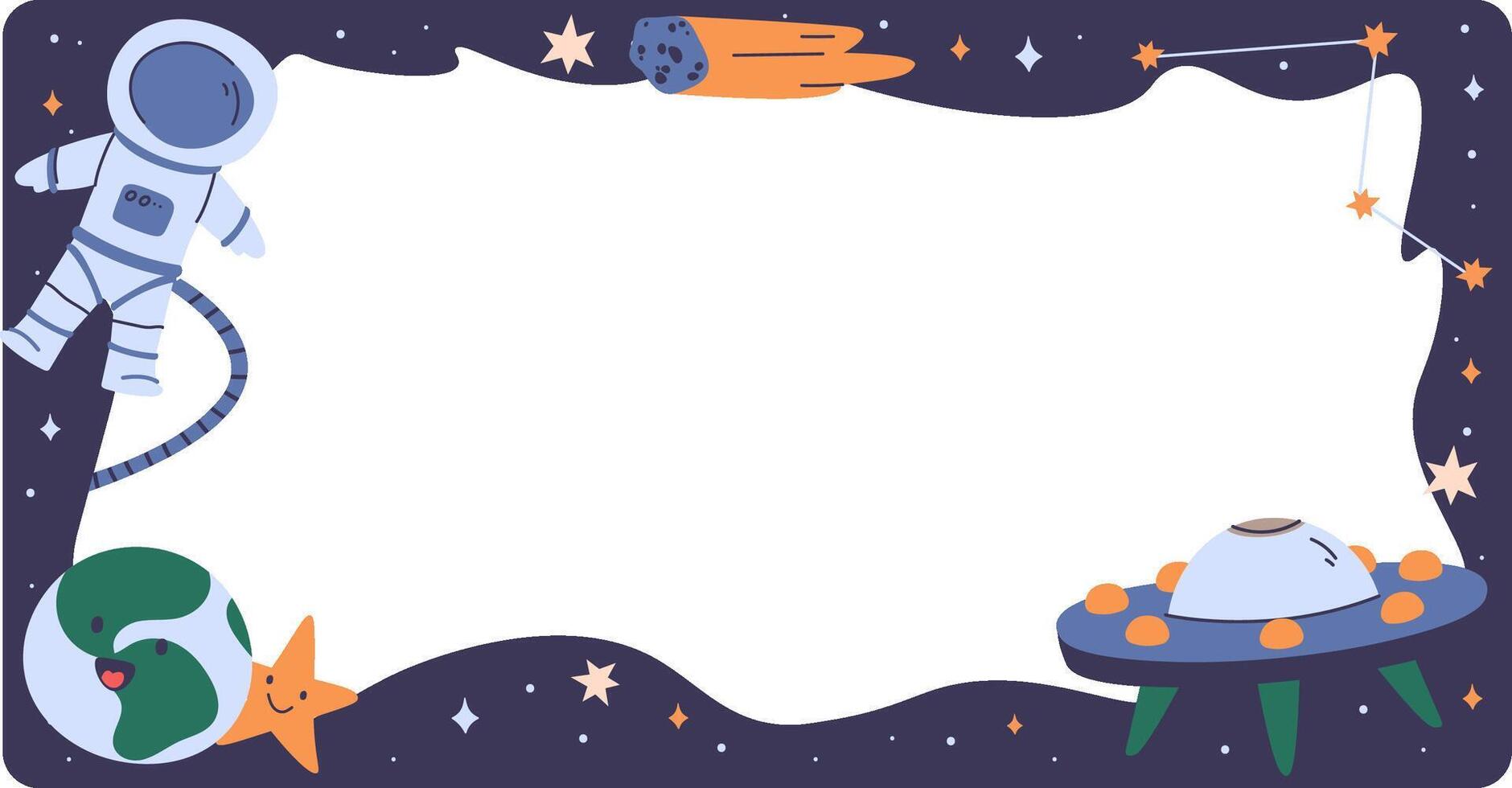 Space Themed Border with Astronaut vector