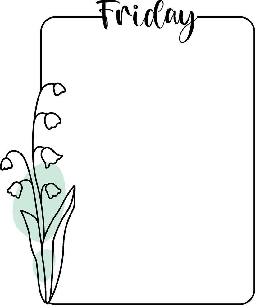 Friday Floral Frame Outline vector