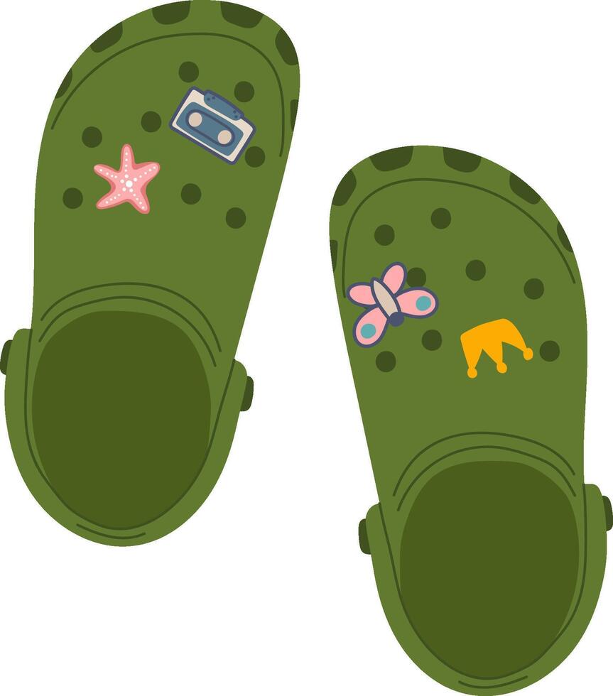 Foam Clog Pair of Shoes With Stickers vector