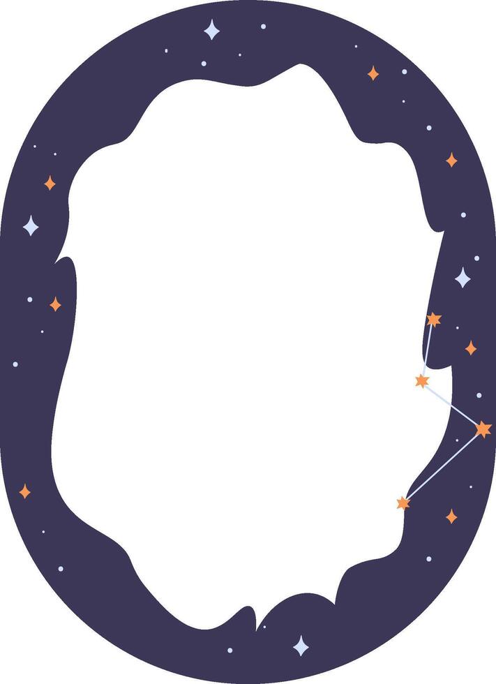 Starry Oval Frame with Constellation vector