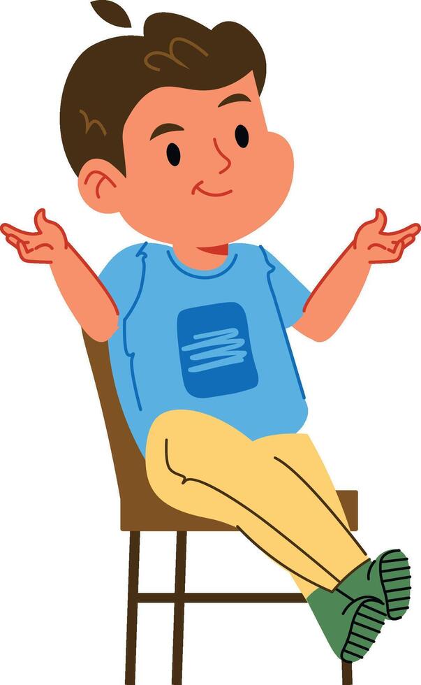 Boy Sitting Chair Casual Pose vector