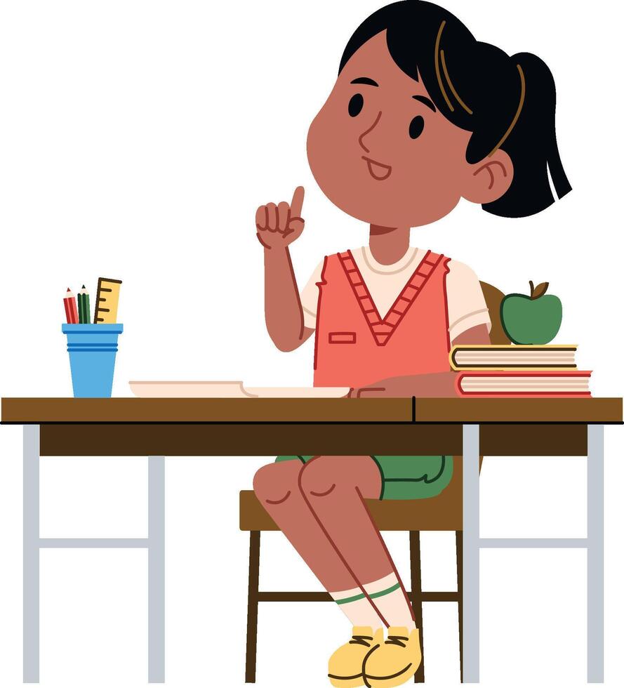 Student at Desk Learning vector